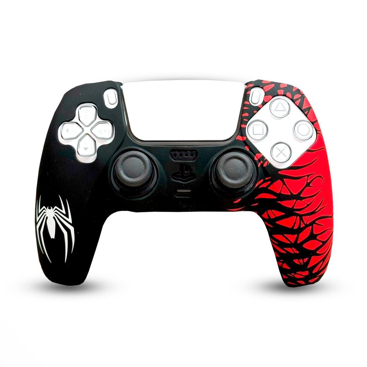 Funda Protectora de Silicon para Control DualSense PS5 - Diseño Spider-Man (Negro/Rojo)