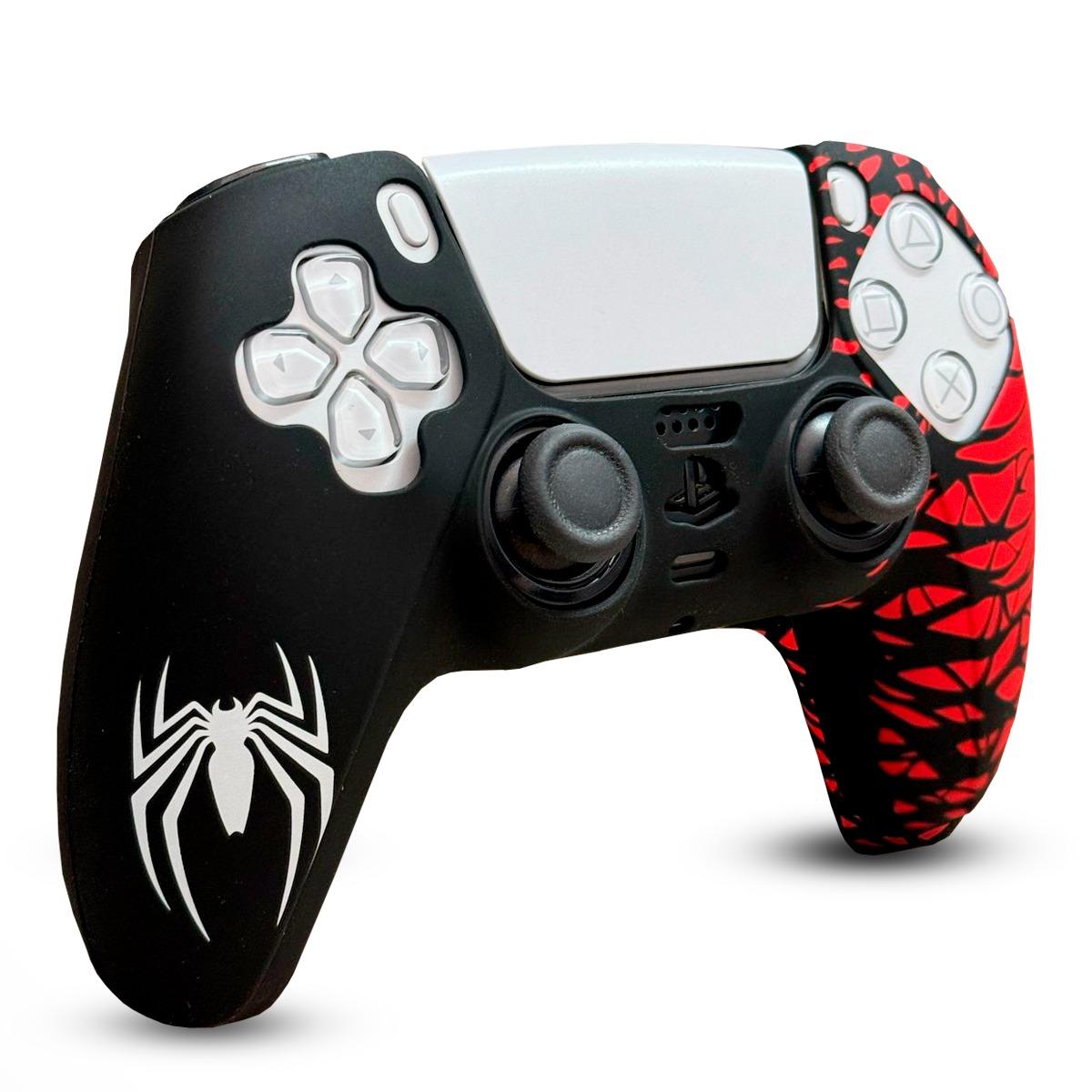 Funda Protectora de Silicon para Control DualSense PS5 - Diseño Spider-Man (Negro/Rojo)