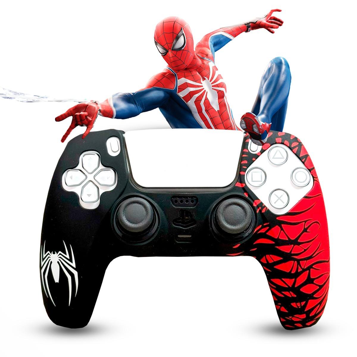 Funda Protectora de Silicon para Control DualSense PS5 - Diseño Spider-Man (Negro/Rojo)